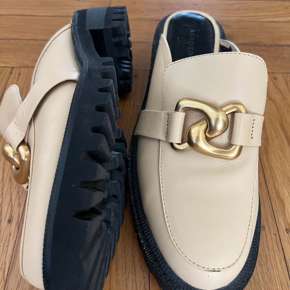 Aerosoles leather mules with gold buckle detail - Picture 3 of 3